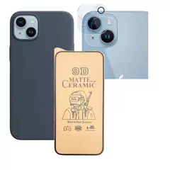 GENERICO - Forro Silicone Case+ Cerámico Matte + Camara ¡Phone 15 Plus Azul