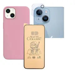 GENERICO - Forro Silicone Case+ Cerámico Matte + Camara ¡Phone 15 Plus Rosa