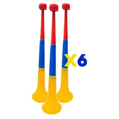 GENERICO - Vuvuzela Corneta Fútbol 56cm X6 Plegable Tricolor Colombia