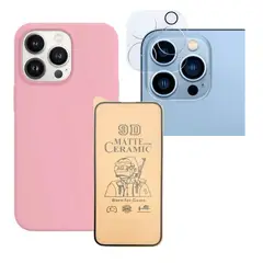 GENERICO - Silicone Case+ Cerámico Matte + Camara ¡Phone 15 Pro Rosa