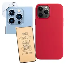 GENERICO - Silicone Case+ Cerámico Matte + Camara ¡Phone 15 Pro Rojo