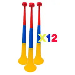 GENERICO - Vuvuzela Corneta Fútbol 56cm X12 Plegable Tricolor Colombia