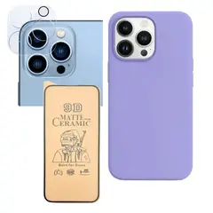 GENERICO - Silicone Case+ Cerámico Matte + Camara ¡Phone 15 Pro Lila