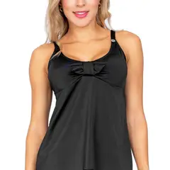 PRAIE - Top de Vestido de Baño 2123A Negro Blusa Esencial