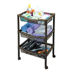 RIMAX - Canasta Móvil Rectangular De 3 Niveles Wengue