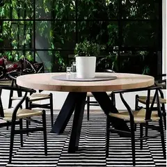22 GRADOS DECORACION - Mesa redonda Buger 110cm diámetro Roble macizo