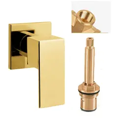 GENERICO - Registro De Ducha Agua Fria Cuadrado Mini Dorado Oro Tames