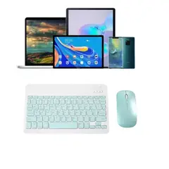 GENERICO - Kit Mouse Y Teclado Bluetooth Tablet - Pc - Celular 10 Verde