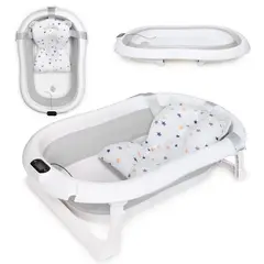ENFANT'ASY - Bañera Tina Portatil Plegable Silicona cojín y termómetro--