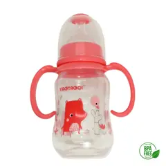 GENERICO - TETERO BIBERON CON ASA CHUPO Y TAPA 120 ML ROSA