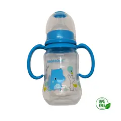 GENERICO - TETERO BIBERON CON ASA CHUPO Y TAPA 120 ML AZUL