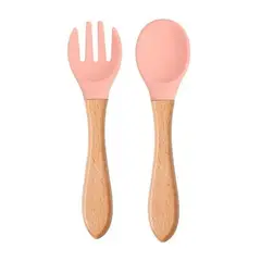 GENERICO - Juego de Cucharas en Silicona Mango en Madera