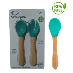 GENERICO - Juego de Cucharas en Silicona con Mango en Madera