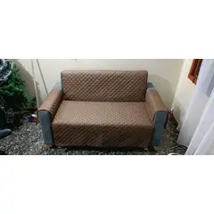 GENERICO - PROTECTOR SOFA FORRO FUNDA DOBLE FAZ 2 PUESTOS CAFE / BEIGE