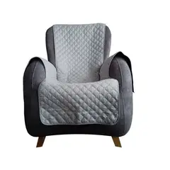 GENERICO - PROTECTOR SOFA FORRO FUNDA DOBLE FAZ 1 PUESTOS GRIS OSCURO/GRIS CLARO