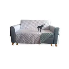 GENERICO - PROTECTOR SOFA FORRO FUNDA DOBLE FAZ 3 PUESTOS GRIS OSCURO/GRIS CLARO
