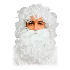 GENERICO - Peluca Barba Papa Noel Santa Claus Mago Anciano