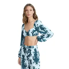 KIBYS - Blue Ikated Marvel Crop Top 8884