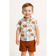 LUSOLSI - Prendas Ropa para niños conjuntos de vestir camisa y pantalon corto