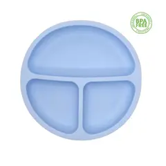 GENERICO - PLATO SILICONA ANTIDERRAME SUCCIÓN BEBÉ-AZUL
