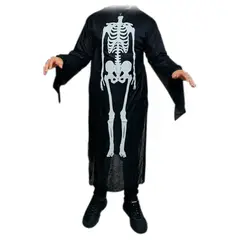GENERICO - Disfraz Capa Traje Muerte Huesos Esqueleto Calavera adulto