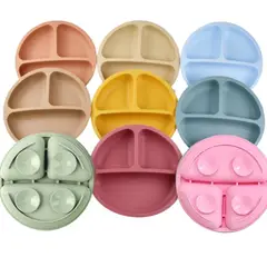 FRAGOLA KIDS - Plato Silicona Bebe Divisiones Antideslizante Chupas Beige
