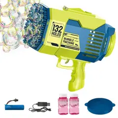 GENERICO - Pistola De Burbujas Recargable 132 Agujeros Jabón Adicional