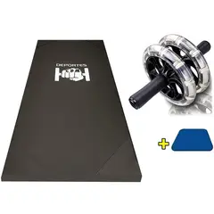 DEPORTES CBM - Colchoneta + rodillo abdominal doble rueda en goma + tapete
