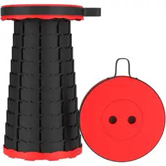 ONE PIXEL - Silla Plegable Portatil Negro Con Rojo Taburete Camping Resistente