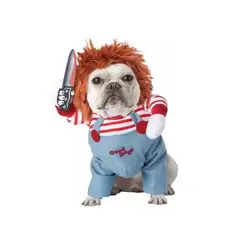 SHEN HUANG - Disfraz Traje Chucky Terror Para Mascota Gato Perro S Y Xl