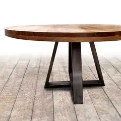 22 GRADOS DECORACION - Mesa comedor Estopa 140cm de Diámetro Roble Macizo Natural