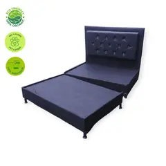 GENERICO - Base Cama con Espaldar Tapizado Camabase Doble Dividida con Espaldar Moderno 40 x 190 Negro