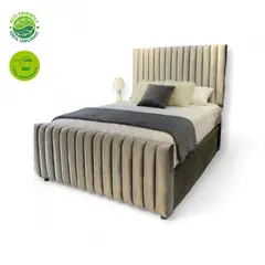 GENERICO - Basecama Queen con Espaldar tapizado Moderno Beige Medidas160 X 190