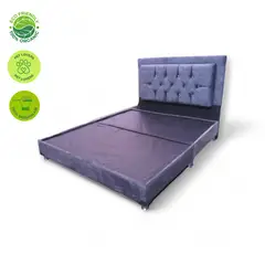 GENERICO - Camabase Moderna Doble 140x190 Somier con Espaldar Tapizado Gris