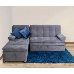 GENERICO - Muebles Modernos en L Sala Pequeña con Sofá esquinero en Color Gris