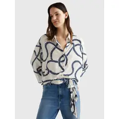 TOMMY HILFIGER - Camisa Amplia Con Estampado De Cuerdas Mujer Blanco