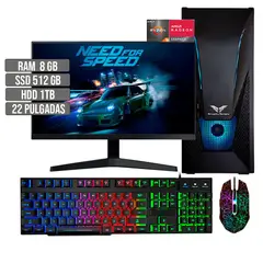 HALCON - PC EQUIPO GAMER AMD RYZEN 5 5600G SSD 512GB + HDD 1TB RAM 8GB LED 22" FHD