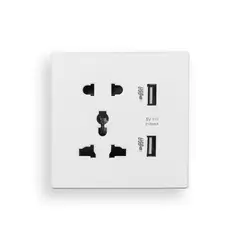 GENERICO - Toma Corrientes Universal Blanco Usb Pared Cacc Enchufe