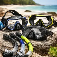 WONDER SPORT - Careta en vidrio templado+ snorkel profesional doble valvula