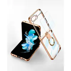 GENERICO - Funda GKK Phantom Anillo Compatible con Sam Z Flip5 Dorado