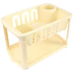 NOVEDADES PLASTICAS - Platero Escurridor De Platos Optimo 2 Niveles Beige