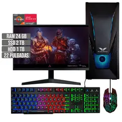 HALCON - PC EQUIPO GAMER AMD RYZEN 7 5700G SSD 2TB + HDD 1TB RAM 24GB LED 22" FHD