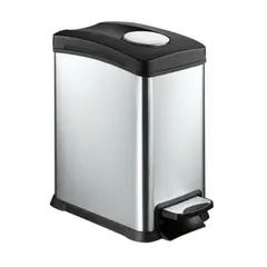 ACCESORIOS Y ACABADOS - Caneca Pedal Rectangular Aya Tapa Caída Suave 8 L Acero Inox