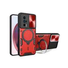 GENERICO - Funda Prot Camara Con Soporte Compatible Xiaomi Poco F5 Pro Rojo
