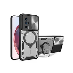 GENERICO - Funda Prot Camara Con Soporte Compatible Xiaomi Poco F5 Pro Gris