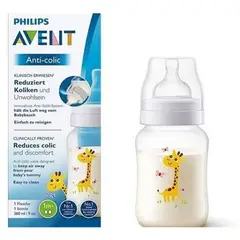 AVENT - Tetero classic de 260\ml 9oz anticolico libre bpa diseño jirafa