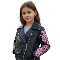 SACATE - Chaqueta para niña en cuero tex - Flores