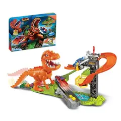 MARKET TOYS - Pista Infantil Dinosaur + Dino Come Autos + Sonidos 1 Vuelta