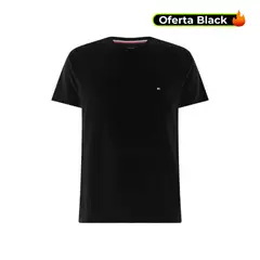 TOMMY HILFIGER - Camiseta Manga Corta Negro Slim Fit Esencial