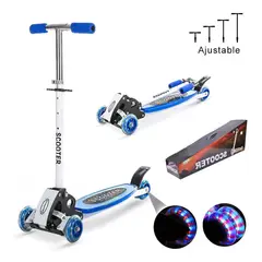 BABY ON - Patineta monopatín Scooter 4 Ruedas Plegable Aluminio Azul